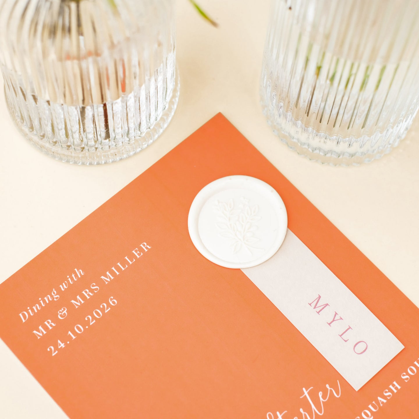 burnt orange wedding menu